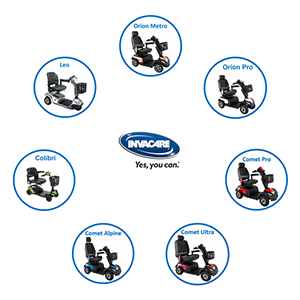 Invacare, el-scooter, hjælpemidler til ældre, Orion, Comet, Colibri, handicap scooter, el køretøj