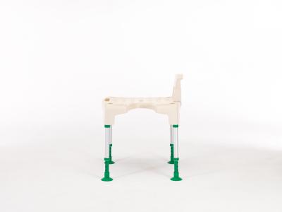 Invacare Aquatec Pico Green badetaburet med profileret overflade,  stor hygiejneudskæring. Armlæn og ryg kan enkelt af- og påmonteres. Sikkerhed. Badehjælpemidler til handicappede og ældre